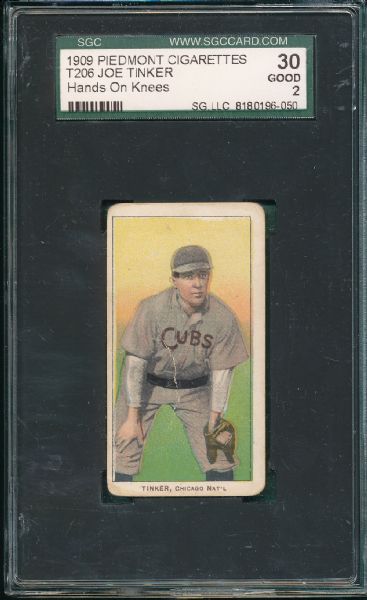 1909-1911 T206 Tinker, Hands on Knees, Piedmont Cigarettes SGC 30