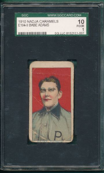 1910 E104-2 Babe Adams Nadja Caramel SGC 10 *Blank Back*