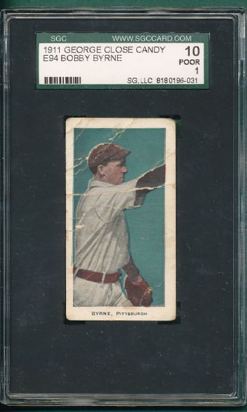 1911 E94 Bobby Byrne, George Close Candy SGC 10 *Turquoise*