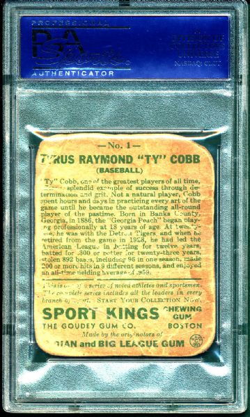 1933 Sport Kings #1 Ty Cobb PSA A