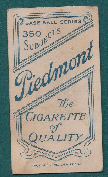 1909-1911 T206 Piedmont Cigarettes (9) Card Lot W/Quillen