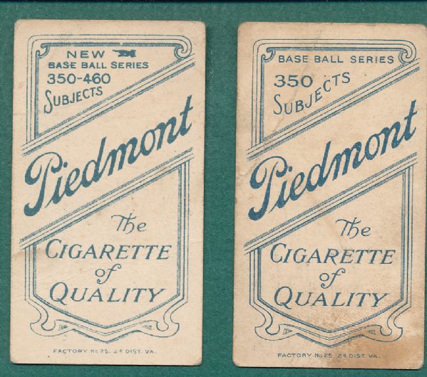 1909-1911 T206 Piedmont Cigarettes (3) Card Lot W/Moran