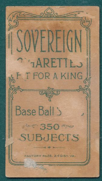 1909-1911 T206 Sovereign Cigarettes (10) Card Lot W/Easterly