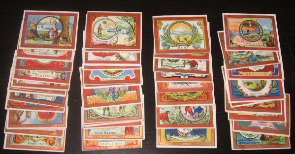 1910's T107 Helmar Turkish Cigarettes Seals & Coats Series Lot of (46), States