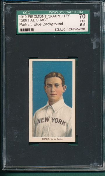 1909-1911 T206 Chase, Blue Portrait, Piedmont Cigarettes SGC 70