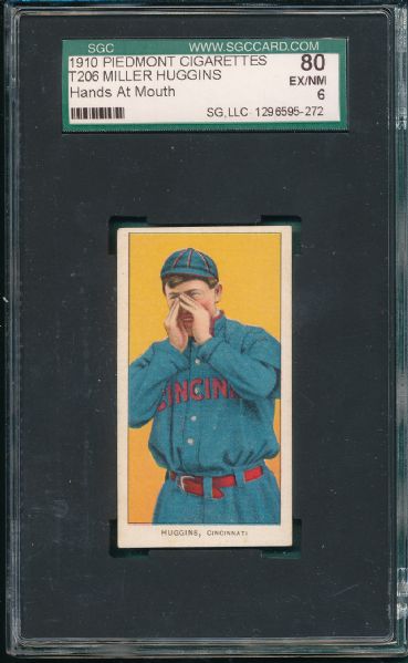 1909-1911 T206 Huggins, Hands to Mouth, Piedmont Cigarettes SGC 80