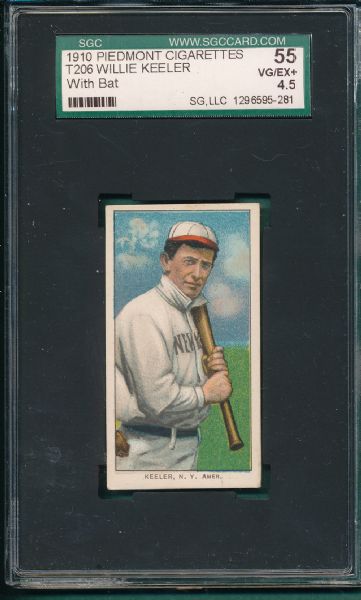 1909-1911 T206 Keeler, Batting, Piedmont Cigarettes SGC 55