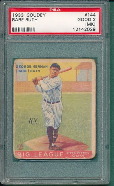 1933 Goudey #144 Babe Ruth PSA 2 (MK)