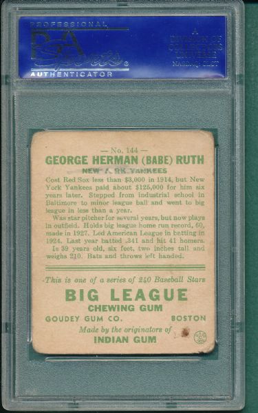 1933 Goudey #144 Babe Ruth PSA 2 (MK)