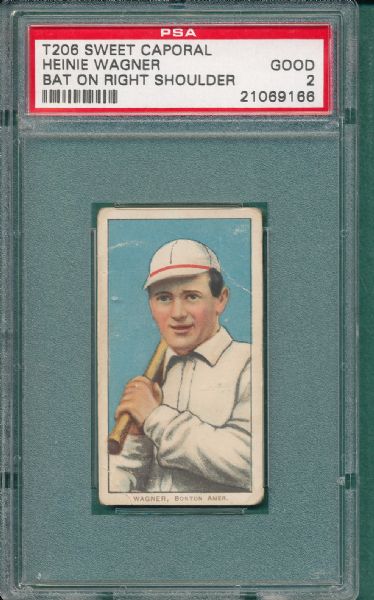 1909-1911 T206 Wagner, Right Shoulder, Sweet Caporal Cigarettes PSA 2