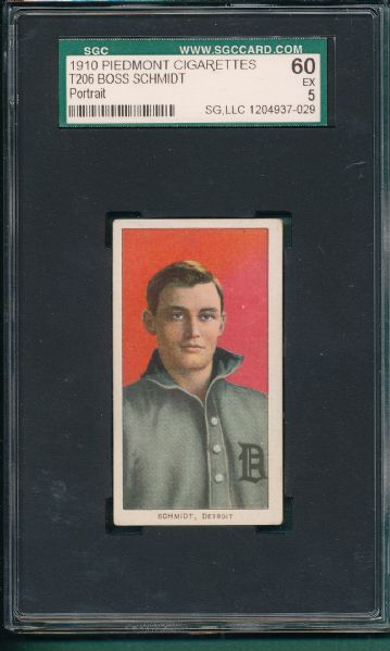 1909-1911 T206 Schmidt, Portrait, Piedmont Cigarettes SGC 60