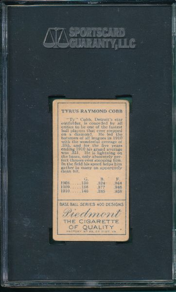 1911 T205 Ty Cobb Piedmont Cigarettes SGC 55