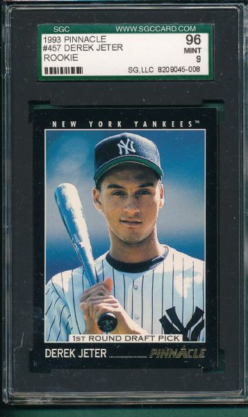 1993 Pinnacle #457 Derek Jeter *Rookie* SGC 96