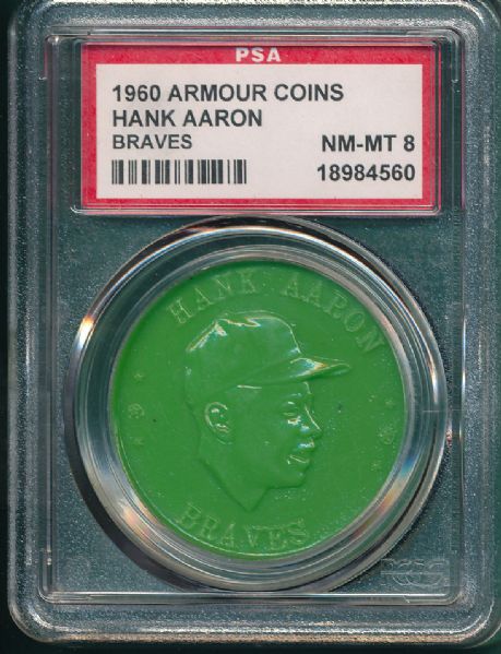 1960 Armour Coins Hank Aaron, Lot of (2) PSA 8