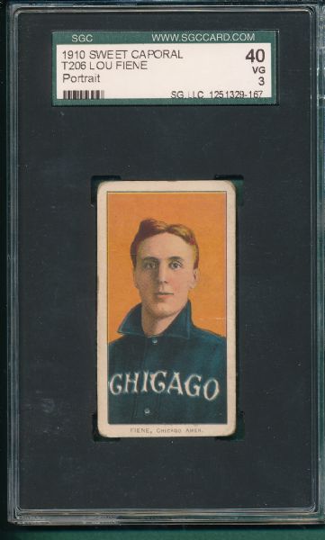 1909-1911 T206 Fiene, Portrait, Sweet Caporal Cigarettes SGC 40