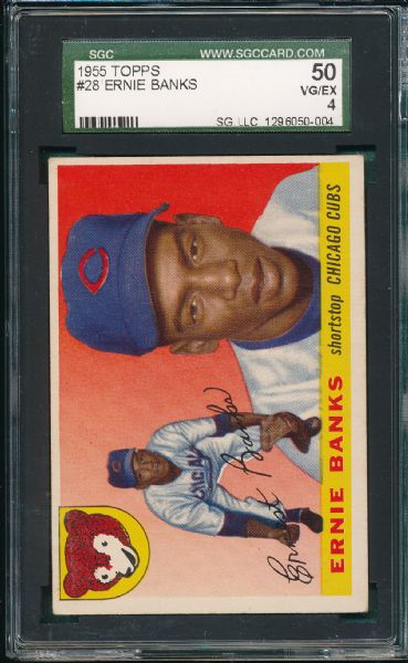 1955 Topps #28 Ernie Banks SGC 45