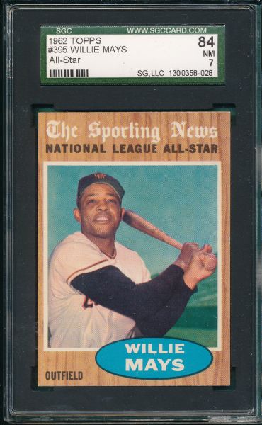 1962 Topps #395 Willie Mays AS SGC 84