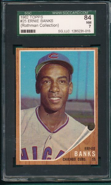 1962 Topps #324 Ernie Banks SGC 84 *Rothman Collection*