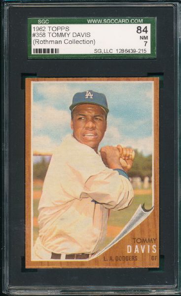 1962 Topps LA Dodgers #358 & #397 (2) Card Lot  *Rothman Collection* SGC 84