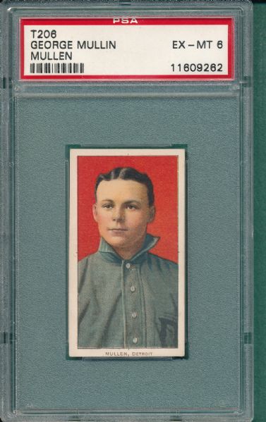 1909-1911 T206 Mullen, Portrait, Piedmont Cigarettes PSA 6