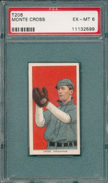 1909-1911 T206 Cross, Piedmont Cigarettes PSA 6