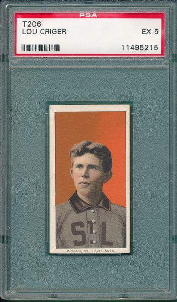 1909-1911 T206 Criger Piedmont Cigarettes PSA 5