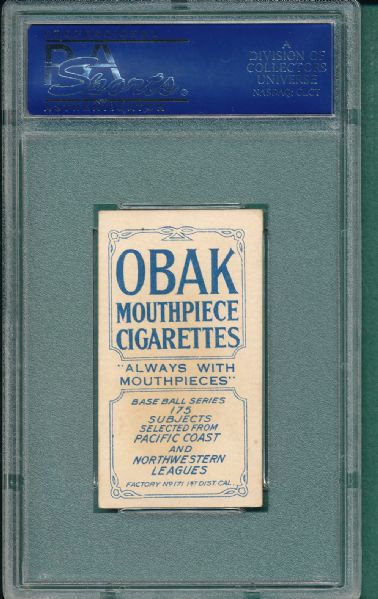 1910 T212-2 Garrett Obak Cigarettes PSA 5