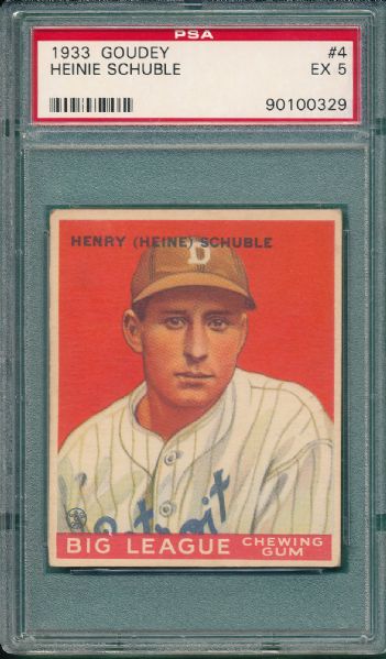 1933 Goudey #4 Heinie Schuble PSA 5