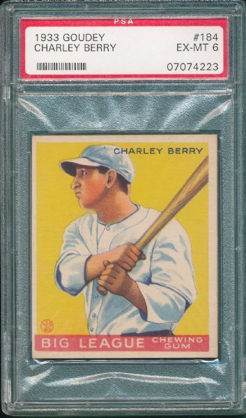 1933 Goudey #184 Charley Berry PSA 6