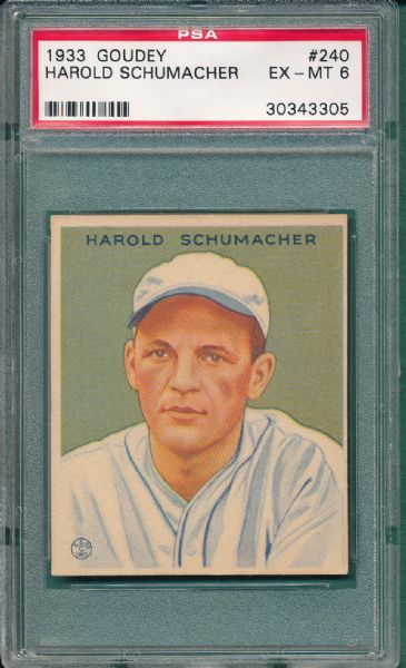 1933 Goudey #240 Harold Schumacher PSA 6 *Last Card*