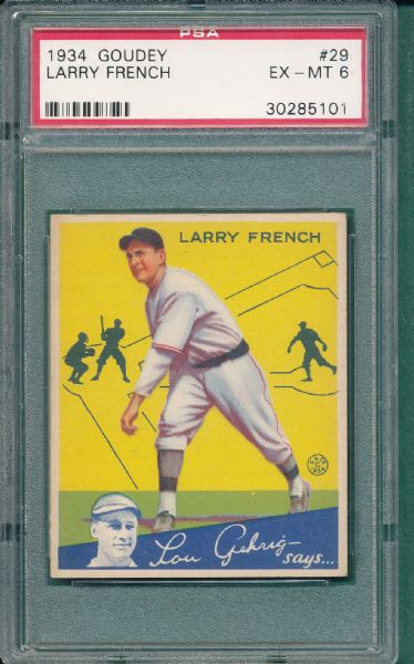 1934 Goudey #29 Larry French PSA 6