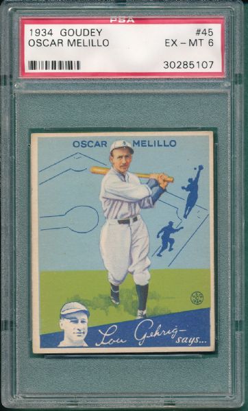 1934 Goudey #45 Oscar Melillo PSA 6