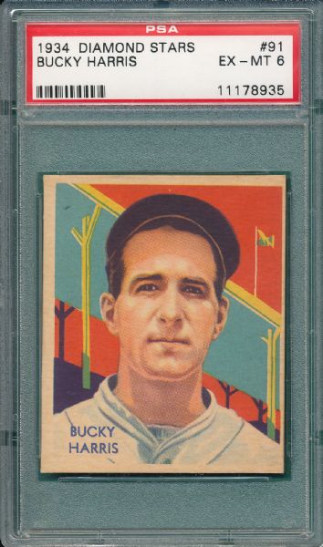 1934-6 Diamond Stars #91 Bucky Harris PSA 6