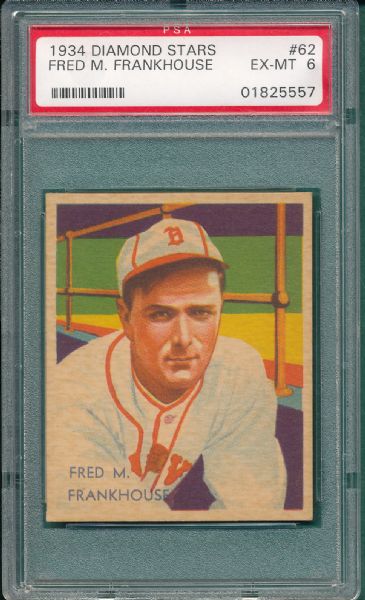 1934-36 Diamond Stars #62 Fred Frankhouse PSA 6