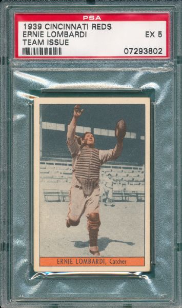 1939 W711-1 Cincinnati Reds Ernie Lombardi, Team Issue, PSA 5