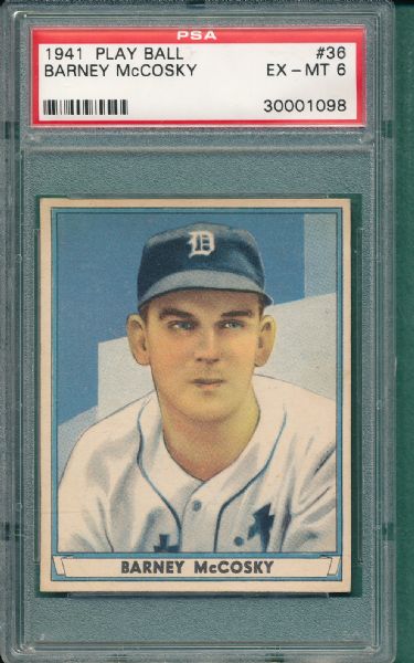 1941 Play Ball #36 Barney McCoskey PSA 6