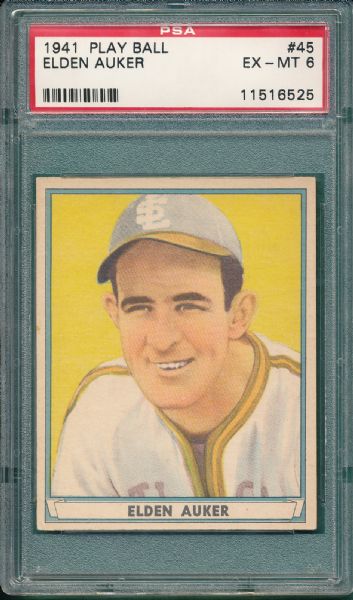 1941 Play Ball #45 Elden Auker PSA 6