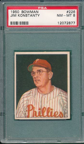 1950 Bowman #226 Jim Konstanty PSA 8 *Rookie*