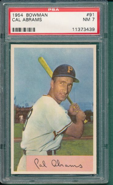 1954 Bowman #11 & #91 Pirates (2) Card Lot PSA 7