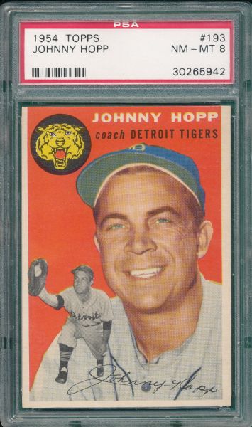 1954 Topps #193 Johnny Hopp PSA 8