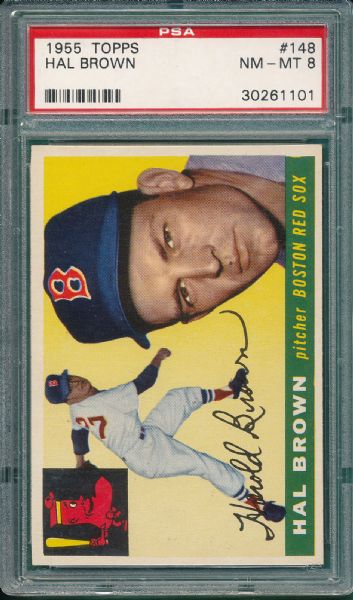 1955 Topps #148 Hal Brown PSA 8