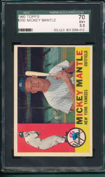 1960 Topps #350 Mickey Mantle SGC 70