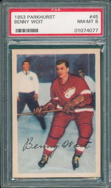 1953 Parkhurst #45 Benny Woit PSA 8