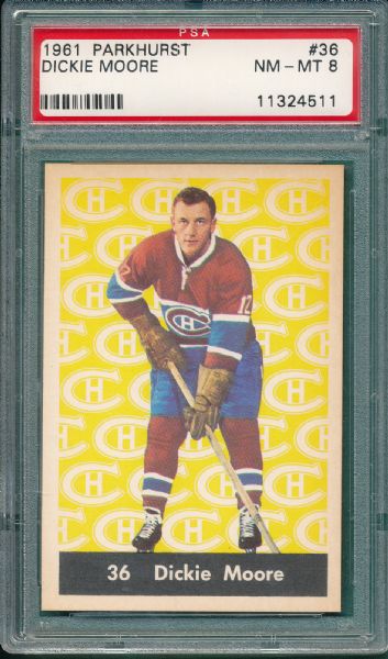 1961 Parkhurst #36 Dickie Moore PSA 8