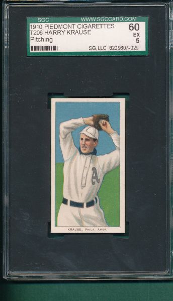 1909-1911 T206 Krause , Pitching, Piedmont Cigarettes SGC 60