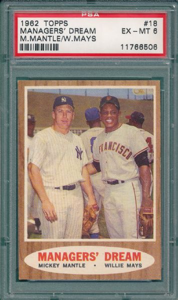 1962 Topps #18 Managers Dream PSA 6 *Mantle/Mays*