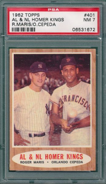 1962 Topps #401 AL & NL HR Kings PSA 7