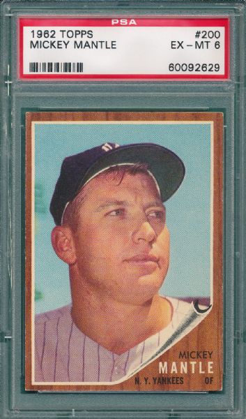 1962 Topps #200 Mickey Mantle PSA 6