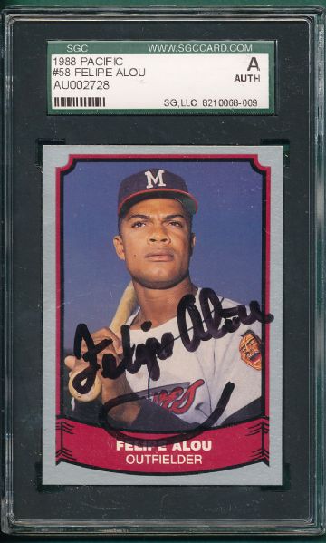 1988 Pacific #58 Felipe Alou *Autographed* SGC