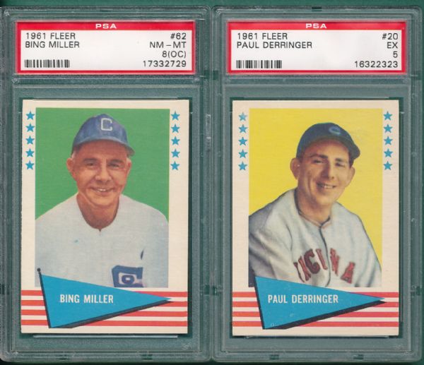 1961 Fleer (3) Card Lot W/Huggins PSA 